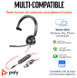 Preview: Poly Blackwire 3315 Monaural Microsoft Teams USB-C Headset +3.5mm Plug +USB-C/A Adapter 8X218AA, 214015-101