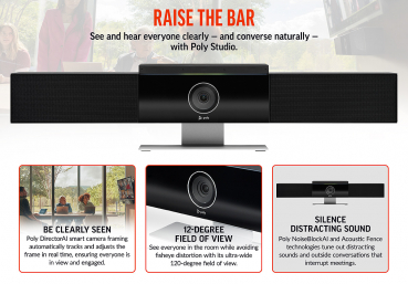 Poly Studio USB Video Bar, 4K, 120-Grad, EURO 842D4AA#ABB, 7200-85830-101
