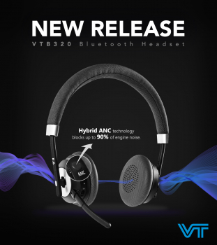 VT B320 Bluetooth Stereo Duo Headset mit ANC +BT 100U USB Dongle +Ladekabel