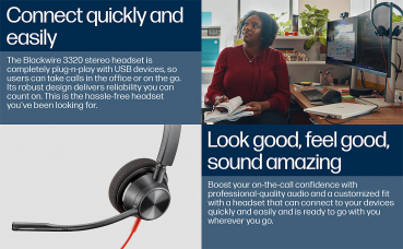 Preview: Poly Blackwire 3320 Stereo Microsoft Teams USB-C Headset +USB-C/A Adapter 8X220AA, 214013-101