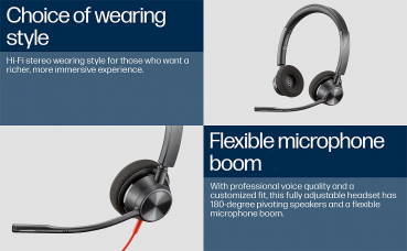 Preview: Poly Blackwire 3320 Stereo Microsoft Teams USB-C Headset +USB-C/A Adapter 8X220AA, 214013-101