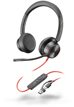 Poly Blackwire 8225 Stereo Microsoft Teams USB-C Headset +USB-C/A Adapter 8X225AA, 214409-01