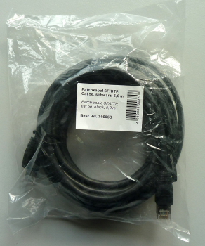 LAN-Kabel CAT5e 5m Patchkabel SF/UTP schwarz, 5 meter