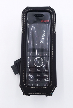 Phone Leather Case Leather bag for ASCOM d63 with rotating clip black 10090, 3637