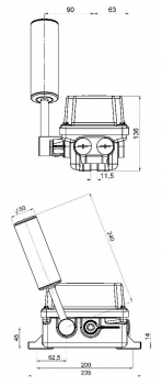 DUK Förderbandschieflaufschalter LHPE-13/2-L50V Zeichnung