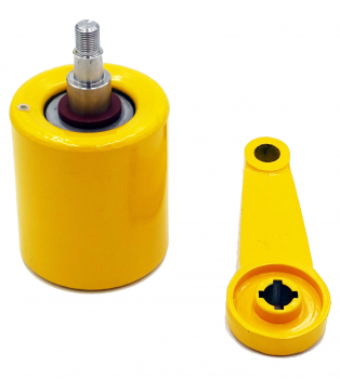 DUK Schalthebel für Förderband-Schieflaufschalter Typ LHR..., mit Laufrolle 125 mm, gelb beschichtet E5101
