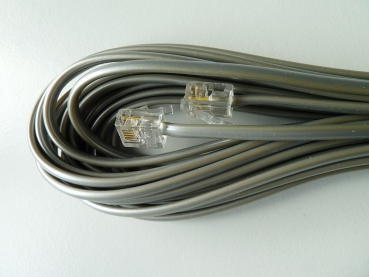 Connection cable for plug-in power supply, silver, 4-ADRIG 6M,MW/MW, RJ11/RJ11 F30033-X1000-X123