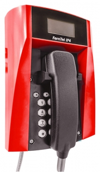 FHF Wetterfestes Telefon FernTel IP4, schwarz/rot mit Wendelschnur FHF114211212