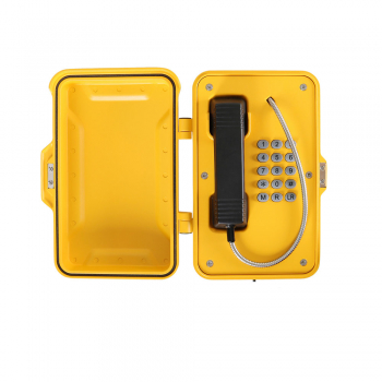 J&R Weatherproof Telephone, Keypad JR101-FK-4G, Yellow, protection door