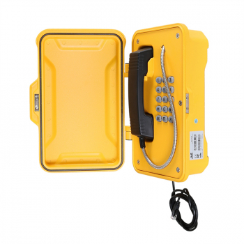 Preview: J&R JR101-FK-HB-SIP Wetterfestes Telefon, Tastenfeld, mit Hupe & Signalleuchte, Gelb, Schutztür