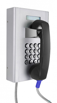 Preview: J&R JR204-FK-AL Vandalismussicheres Telefon, Tastenfeld, LCD Display, Grau