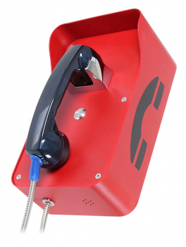 Preview: J&R JR210-1B-Analog Vandalismussicheres Telefon, 1 Taste, Rot