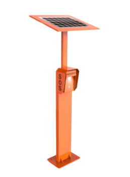 J&R JR306-SC-SP-Analog Notruftelefon, 1 Taste, Orange, LED-Lamp, Solarpanel