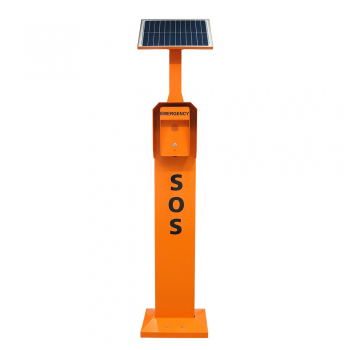 J&R JR306-SC-SP-SIP Notrufsäule, Notruftelefon, 1 Taste, Orange, LED-Lampe, Solarpanel