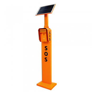 Preview: J&R JR306-SC-SP-SIP Notrufsäule, Notruftelefon, 1 Taste, Orange, LED-Lampe, Solarpanel