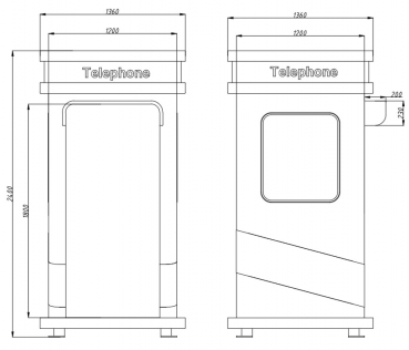 Preview: J&R JR-TH-03 Telefonzelle, Schallschutzkabine, -18 dB, Lampe, robuste Metallkonstruktion
