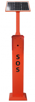 Preview: J&R JR-TP-04 Autarke Stand-Notrufsäule für Außenbereiche mit Solarpanel, Orange, 2299 x 430 x 356 mm