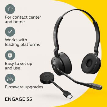 Jabra Engage 55 SE Stereo, Link400a USB-A, MS 9659-450-111