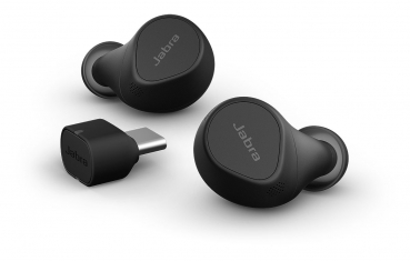 Preview: Jabra Evolve2 Buds UC, Link380/390 BT USB-C UC, 30 cm USB-C zu USB-A Kabel, kabelloses Ladepad 20797-989-889