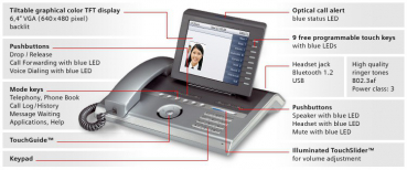 Preview: OpenStage 80 SIP silver-blue Refurbished (B) Rot verfärbtes Display L30250-F600-C118