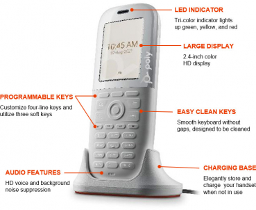 Poly Rove 40 DECT Phone Handset EMEA INTL 84H77AA#ABB, 2200-86810-101