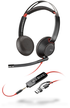 Poly Blackwire 5220 Stereo USB-C Headset +3.5mm Plug +USB-C/A Adapter (Bulk) 8X231A6