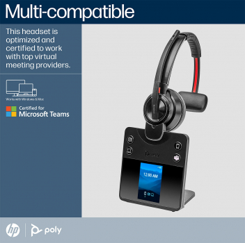 Poly Savi 8410 Office Monaural Microsoft Teams DECT Headset EMEA 8L5A9AA#ABB, 2-221102-205