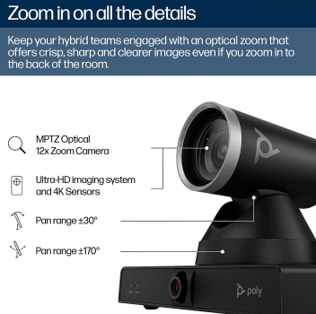 Poly Studio E60 Smart Camera 4K MPTZ with 12x Optical Zoom 9W1A6AA#AC3
