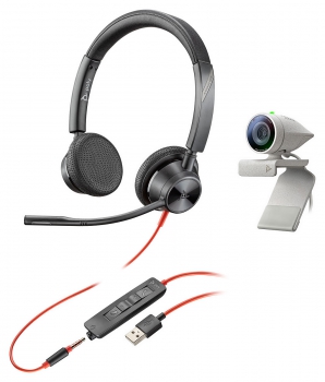 Poly Studio P5 Webcam & Blackwire 3325 Headset, Bundle: P5 1080p Kamera & BW 3325 Stereo schnurgebundenes Headset 2200-87130-025