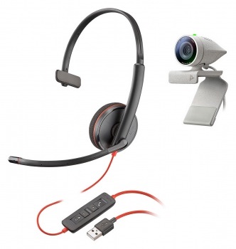 Poly Studio P5 Webcam & Blackwire 3210 Headset, Bundle P5 1080p Kamera & BW 3210 monaural schnurgebundenes Headset 2200-87120-025