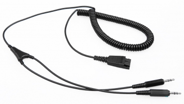 VT QD-2x3.5mm PC plug, Coiled PVC, Length 3 meter, for softphone users VT-QD01029