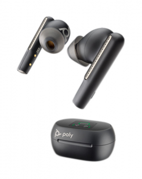 Poly Voyager Free 60+ UC M Carbon Black Earbuds +BT700 USB-C Adapter +Touchscreen Charge Case 7Y8H0AA, 216066-02