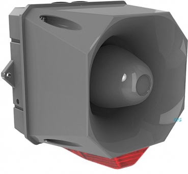 FHF Sounder-Strobe light-Combination X10 LED Maxi dark grey body 10-60 VAC-DC red lens 22551382