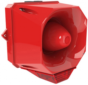 FHF Sounder-Strobe light-Combination X10 LED Midi red body 10-60 VAC-DC red lens 22541322