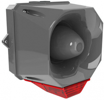 FHF Schallgeber-Blitzleuchten-Kombination X10 LED Midi Gehäuse dunkel grau 10-60 VAC-DC Kalotte blau 22541385