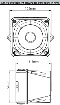 Preview: FHF Schallgeber X10 Mini 115/230 VAC Gehäuse dunkel grau 21531807