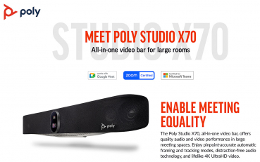 Poly Studio X70 All-In-One Video Bar mit TC10 Controller Kit EMEA INTL 8L531AA#ABB, 7200-88155-101