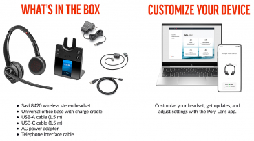 Poly Savi 8420 Office Stereo DECT Headset EMEA 8L5B2AA#ABB, 2-221103-205