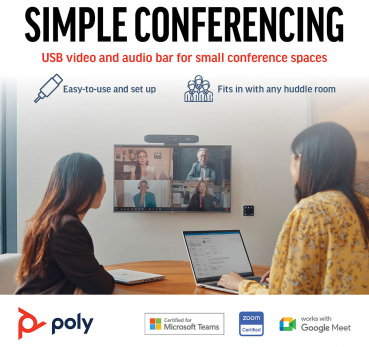 Poly Studio R30 PLUS USB Video Bar +PSU, +USB-C Dock G5, +Bluetooth Remote control 9U3T1AA