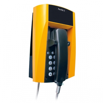 FHF Wetterfestes Telefon FernTel 3 schwarz/gelb ohne Display mit Panzerschnur 11232021