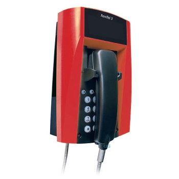 FHF Wetterfestes Telefon FernTel 3 schwarz/rot ohne Display mit Panzerschnur 11232022
