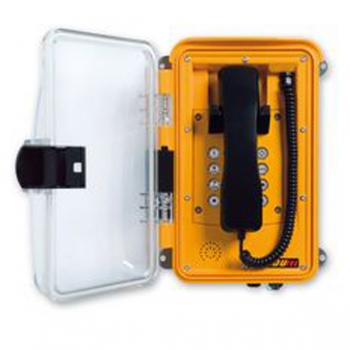 FHF Wetterfestes Telefon InduTel gelb Kunststoffgehäuse mit transp. Deckel + Schutztür 11264504