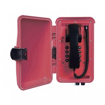 FHF Wetterfestes Telefon InduTel rot Kunststoffgehäuse mit Schutztür UL-Ausführung 1126450102