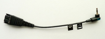 Jabra QD auf 2,5mm Klinke gewinkelter Stecker 15cm für Ascom Panasonic 8800-00-46