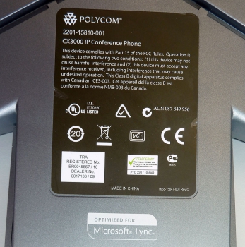 Polycom SoundStation CX3000 Microsoft Lync IP Konferenztelefon 2201-15810-001
