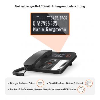 Gigaset DESK 800A schwarz, LC-Display, Anrufbeantworter, Freisprechen, RJ-9 Headsetport S30350-H225-B101
