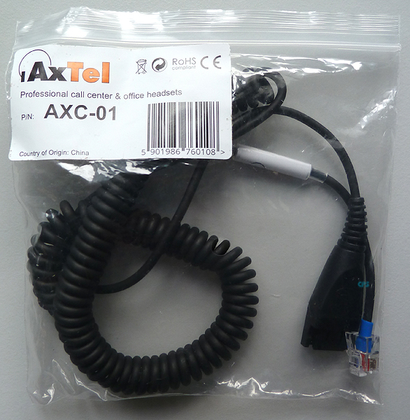 AxTel Spiralkabel 0,5-2 m. QD RJ9 Unify/Siemens Alcatel Avaya Polycom ...