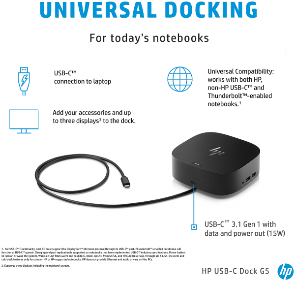 HP USB-Video-C Universal Dockingstation G5 5TW10AA#ABB