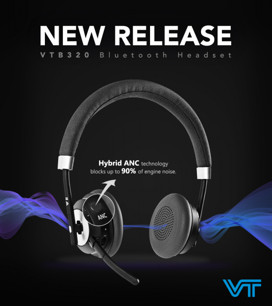 VT B320 Bluetooth Stereo Duo Headset mit ANC +BT 100U USB Dongle +Ladekabel