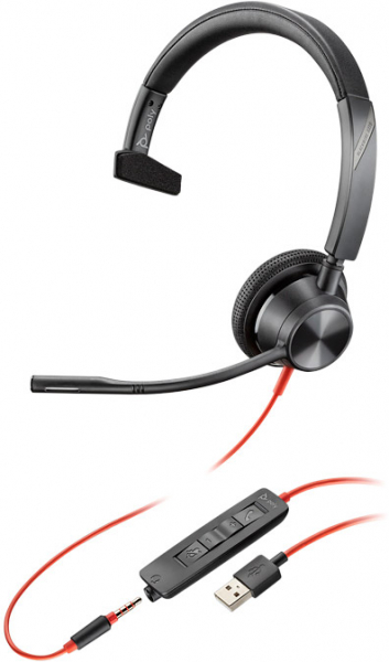 Poly Blackwire 3215 Monaural USB-A Headset (Bulk) 80S06A6, 209746-201